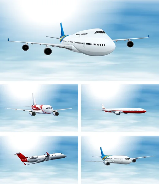 Scener med flygplan i himlen — Stock vektor