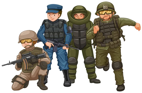 Soldatgruppe med våpen – stockvektor