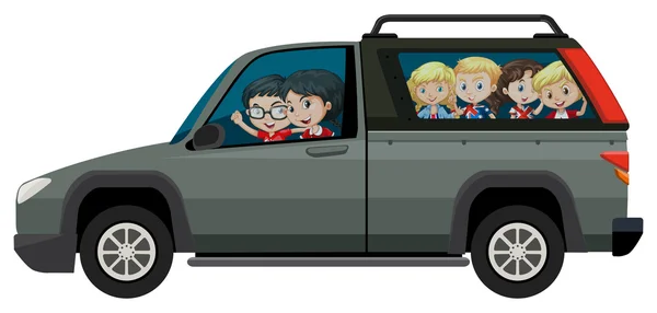 Bambini che viaggiano sul pick-up — Vettoriale Stock