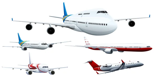 Five designs of airplanes — Stock Vector