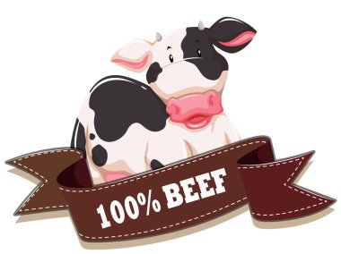 İnek ve şerit etiket tasarımı