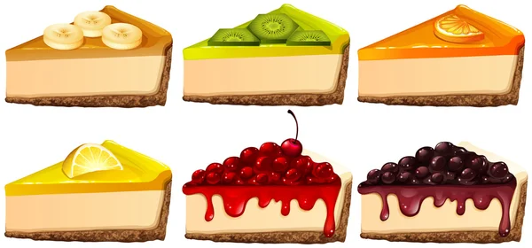 Conjunto de cheesecake com sabores diferentes — Vetor de Stock