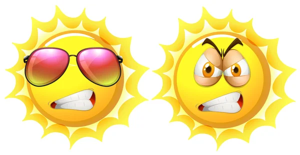 Sun with angry face — Stock Vector