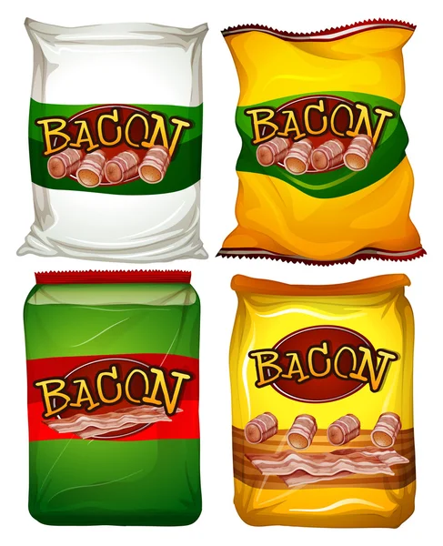 Négy táskák, bacon — Stock Vector