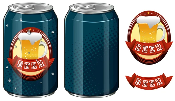 Cans of beer and logo design - Stok Vektor