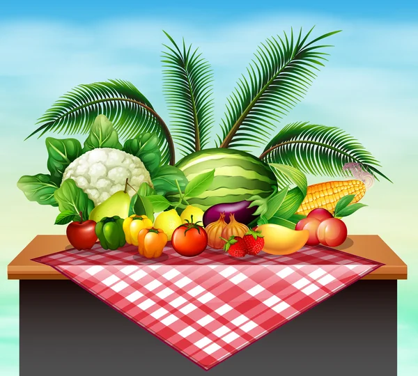 Различные виды овощей и фруктов — стоковый вектор