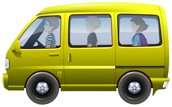 Les gens qui roulent en van jaune — Image vectorielle