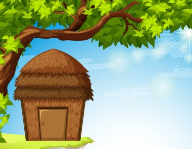 Bungalow under the tree clipart