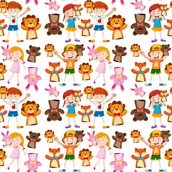 Çocuklar ve kuklalar ile sorunsuz arka plan