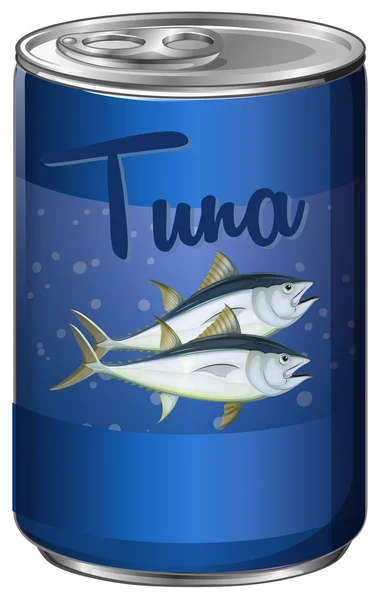 Canned food with tuna inside — Stock Vector