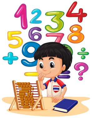 Çocuk abaküs ile matematik yapıyor