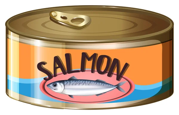 Zalm in aluminium blikje — Stockvector