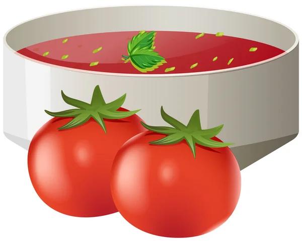 Sup tomat dalam mangkuk - Stok Vektor