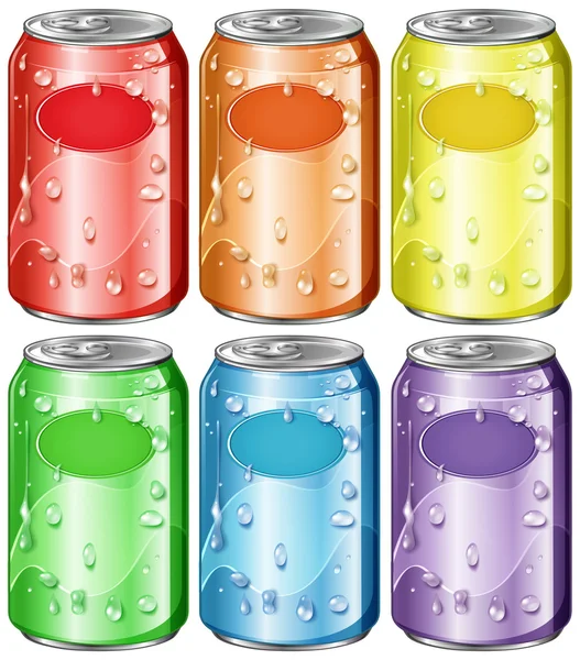 6 種類の色のアルミ缶 — ストックベクタ