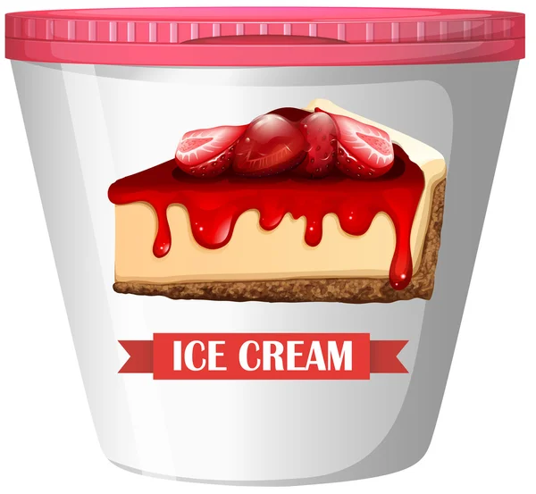 Strawberry cheesecake ice-cream in plastic cup — Stock Vector