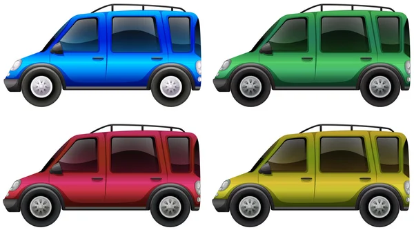 Autos in vier verschiedenen Farben — Stockvektor