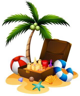 Yaz tema bavul ve sandcastle