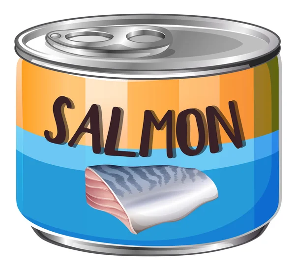 Salmon in aluminum can — Stock Vector