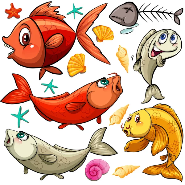 魚と魚の骨でシームレスなデザイン — ストックベクタ