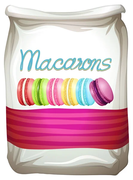 Kleurrijke macarons in zak — Stockvector