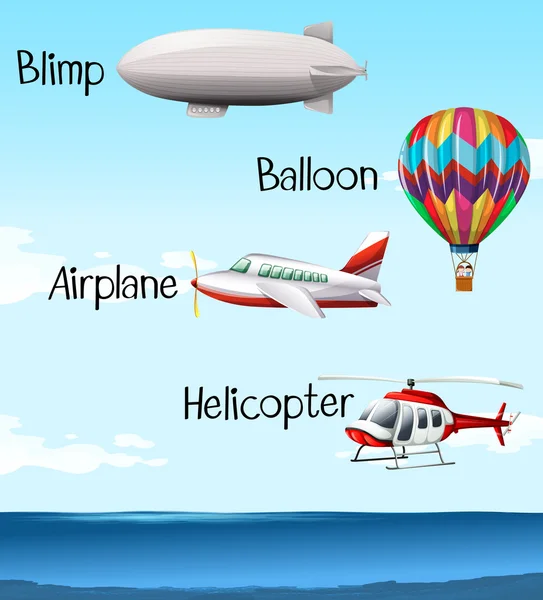 Diferentes tipos de embarcações aéreas —  Vetores de Stock