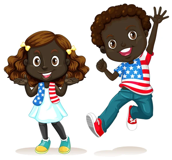 Africano menino e menina americana —  Vetores de Stock
