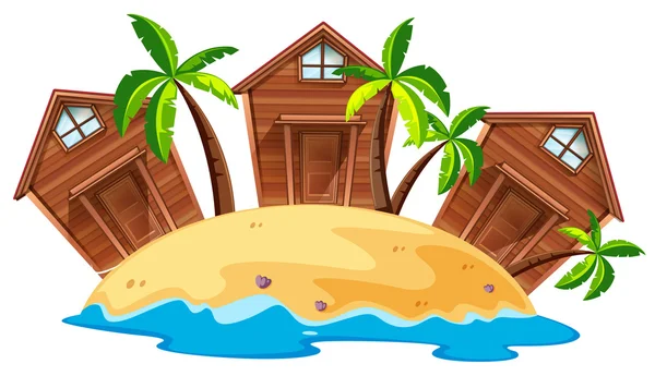 Tři bungalovů na ostrově — Stockový vektor