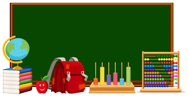 Schoolbord en school materialen — Stockvector