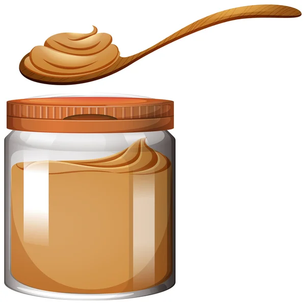 Beurre d'arachide dans un pot en plastique — Image vectorielle