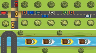 Yol araçların tam hava sahne