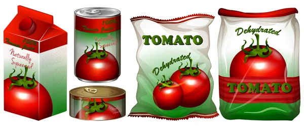 Tomaten in verschiedenen Verpackungen — Stockvektor