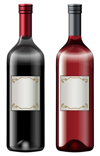 Dos botellas de vino — Vector de stock