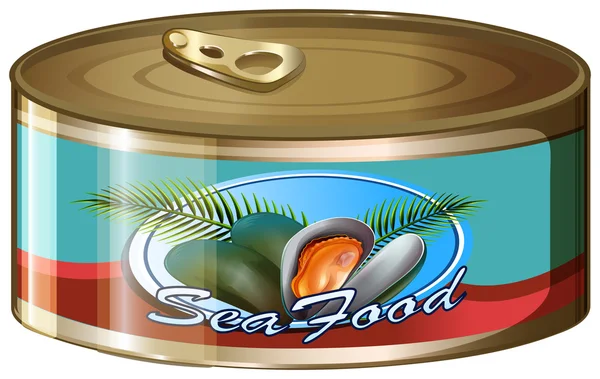 Seafood in aluminum can — Stock Vector