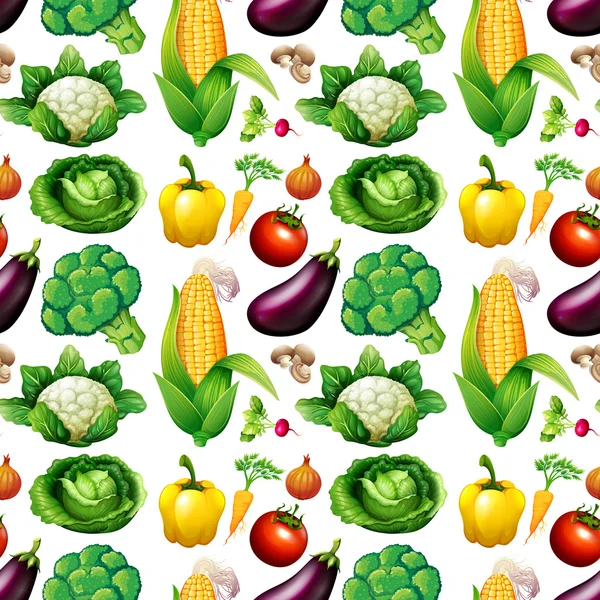 Fondo sin costuras con muchas verduras — Vector de stock