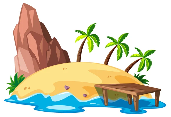 Scena naturii cu insulă și ocean — Vector de stoc