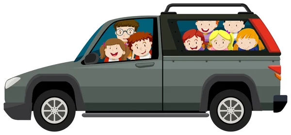 Kinder fahren auf Pickup-Truck — Stockvektor