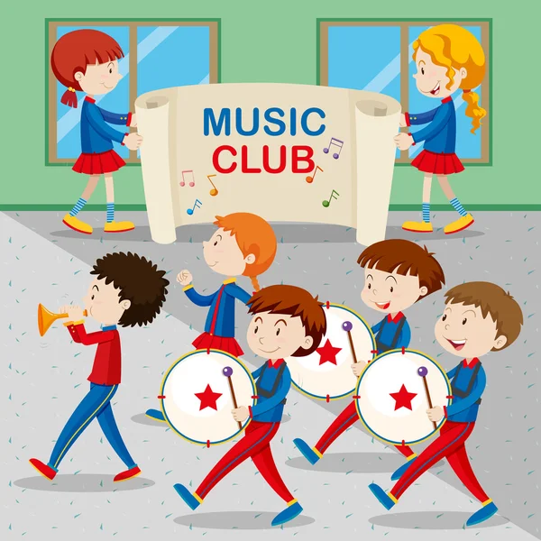 Children in the band marching — Stock Vector