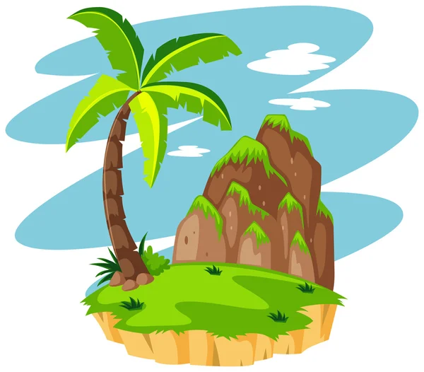 Cena com coqueiro na ilha — Vetor de Stock