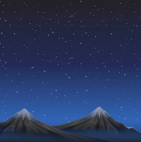 Scène avec des montagnes la nuit — Image vectorielle