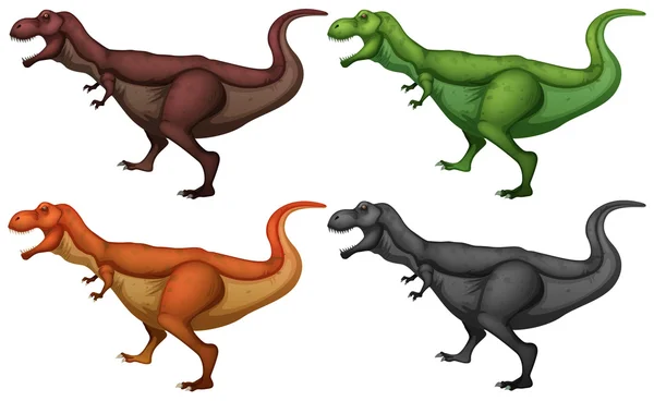 Dinozor dört renkte — Stok Vektör
