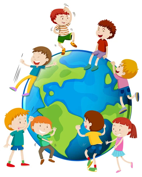 Many children areound the world — Stock Vector