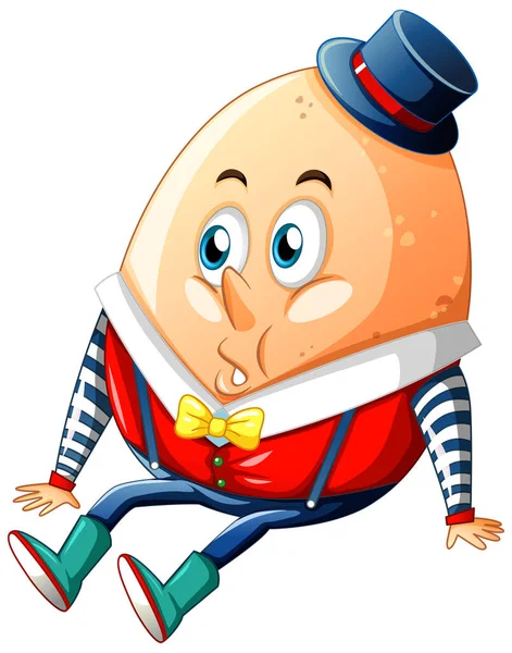 Humpty Dumpty Egg Cartoon Character White Background Illustration — Stock Vector