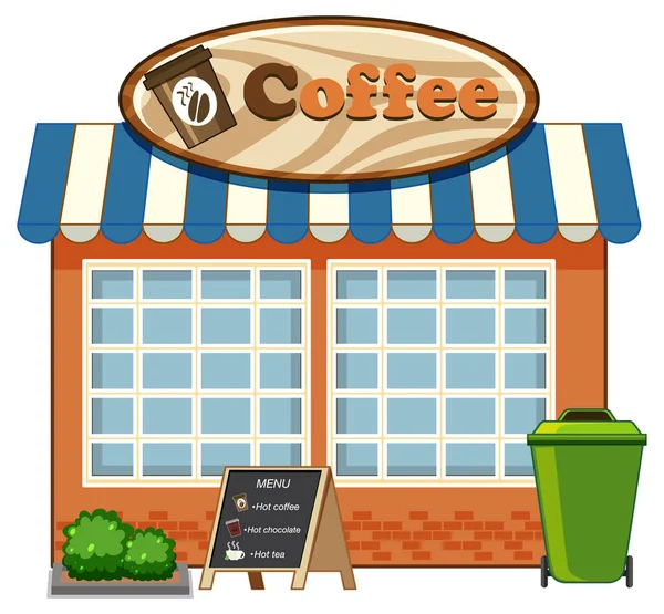 Coffee Shop Cartoon Stil Isoliert Auf Weißem Hintergrund Illustration — Stockvektor