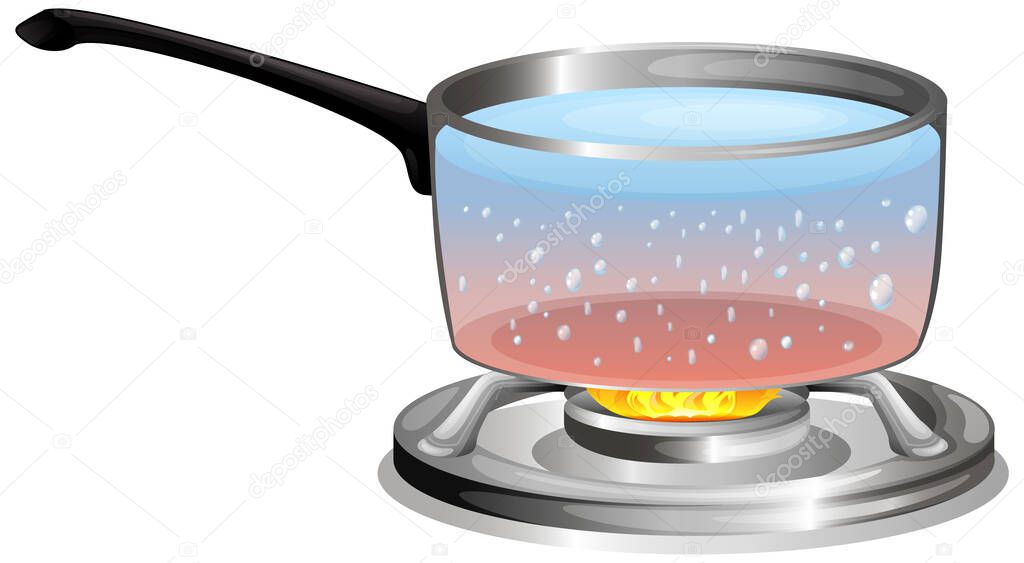 Boiling water in the pot illustration
