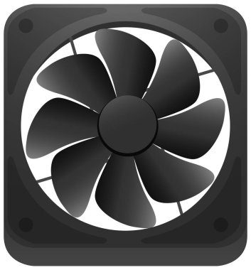 Siyah fan motoru beyaz arkaplan çiziminde izole edildi