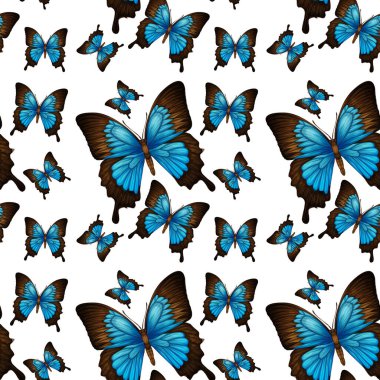 Mavi kelebek pürüzsüz arkaplan çizimi