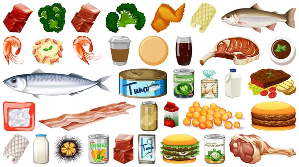 Ensemble Illustration Isolée Alimentaire — Image vectorielle