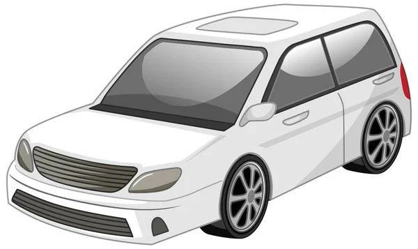 Carro Branco Desenho Animado Estilo Isolado Fundo Branco Ilustração — Vetor de Stock