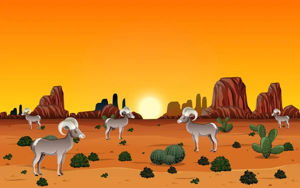 Dziki Pustynny Krajobraz Dzień Scena Ilustracja — Wektor stockowy