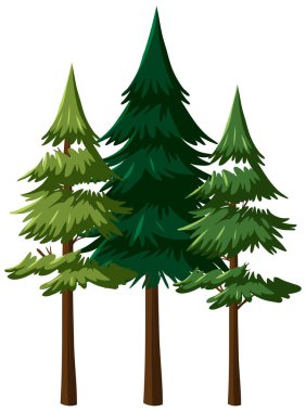 Beyaz arkaplan illüstrasyonunda izole ağaç